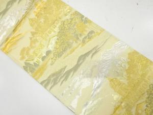アンティーク　山並に洋館模様織り出し袋帯（材料）
